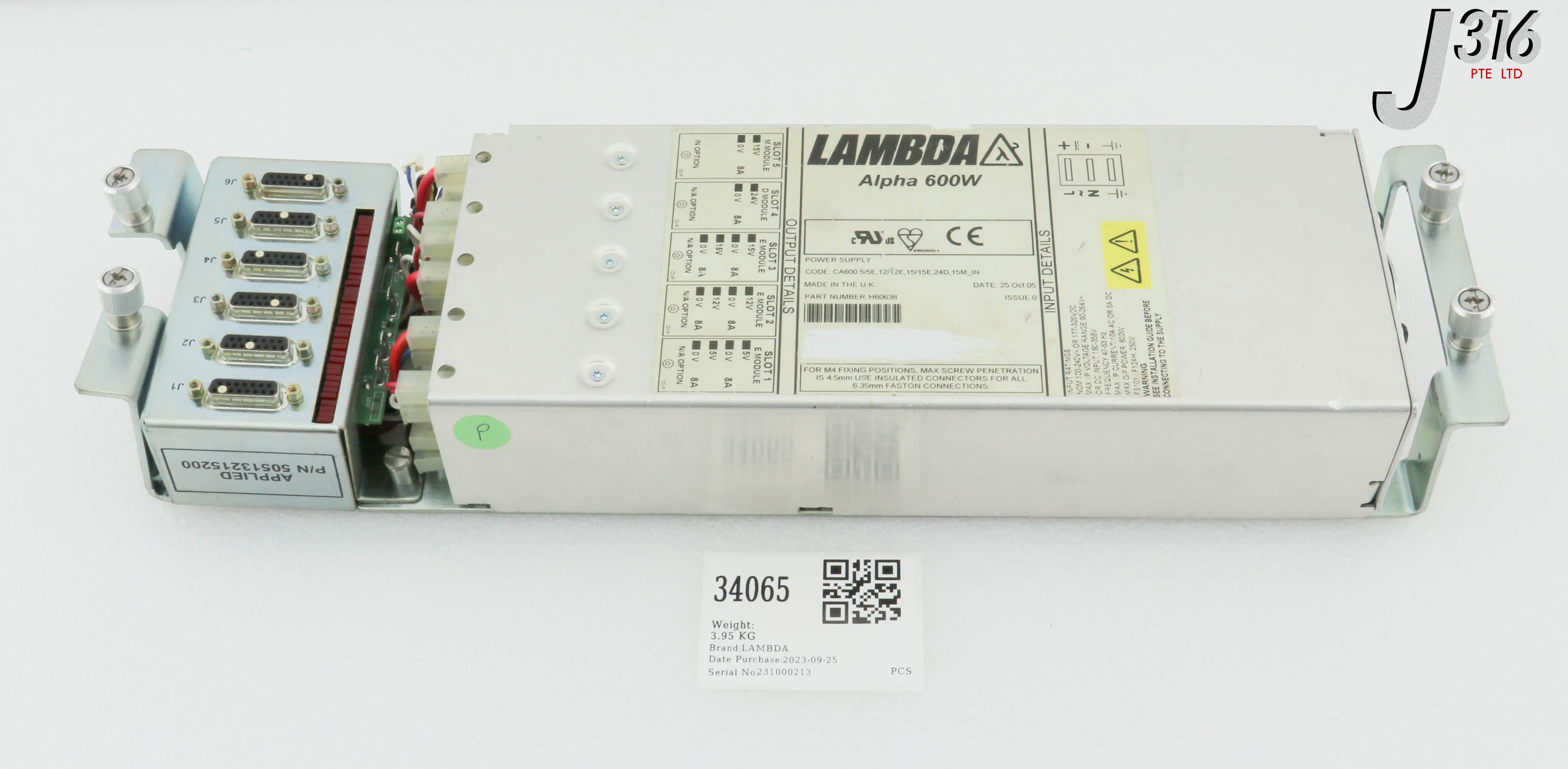 34065 LAMBDA PS ASSY, ALPHA 600W W/ YM-00-470B, AMAT 50513215200